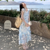 法式绝美立体花朵连衣裙套装女2025夏季新款超好看海边度假风长裙，女装连衣裙，浙宝157（原165A）