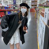 【数据好！现货】设计感蕾丝拼接皮衣外套157-9007-P155-K228，女装皮衣，浙宝157（原165A）