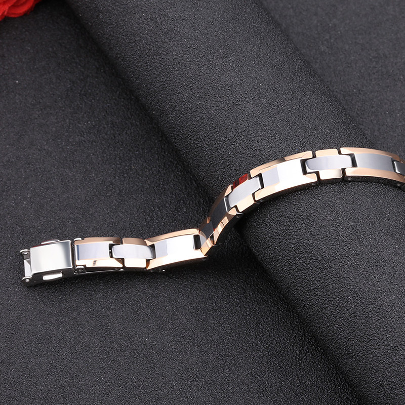 台湾koto防辐射保健磁力锗石钛钢男情侣钨钢负离子蝴蝶扣潮男手链