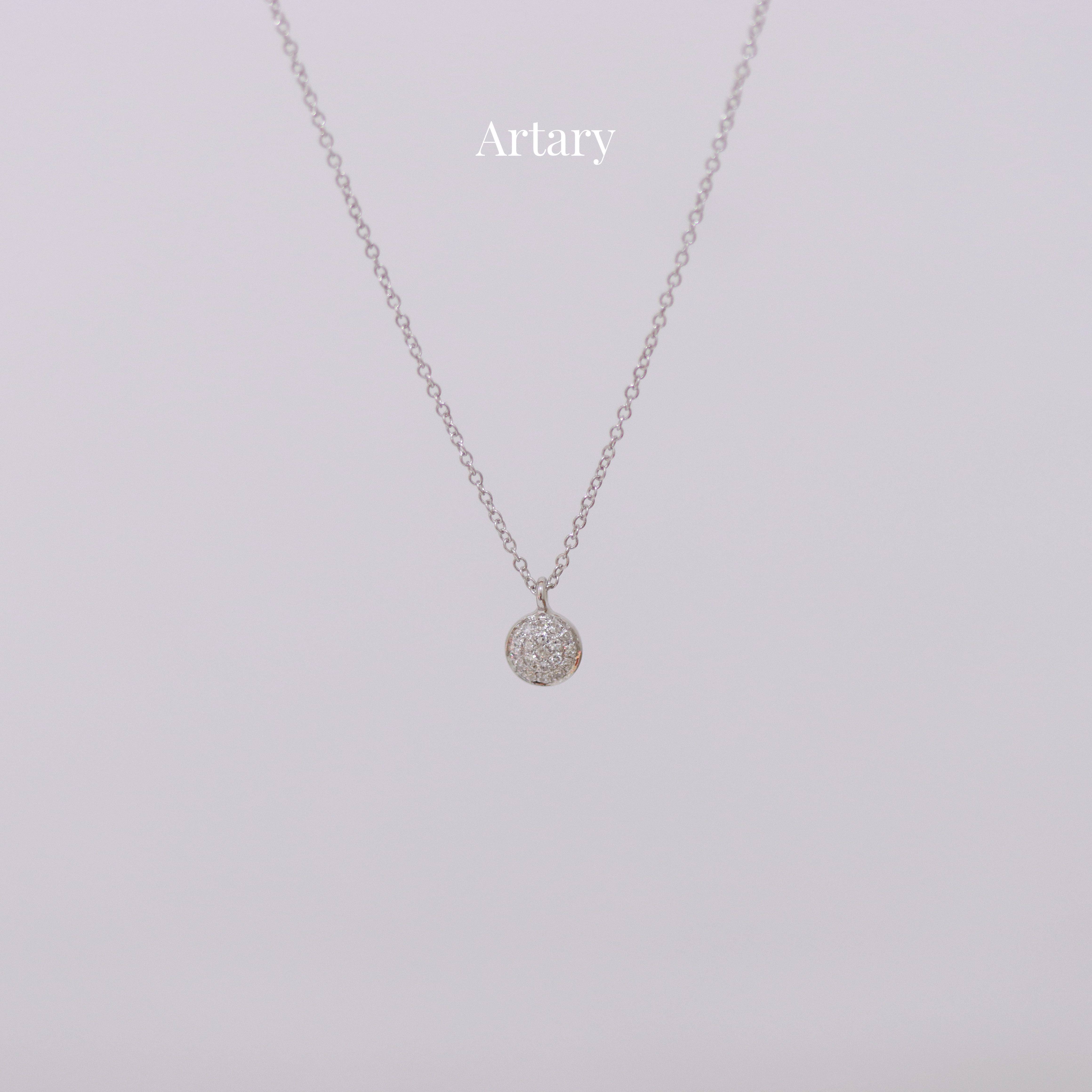 Artary18k金圆形项链简约百搭