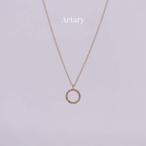 Artary 18k金细圆环甜甜圈项链 玫瑰金黄金白金 天然钻石首饰礼物