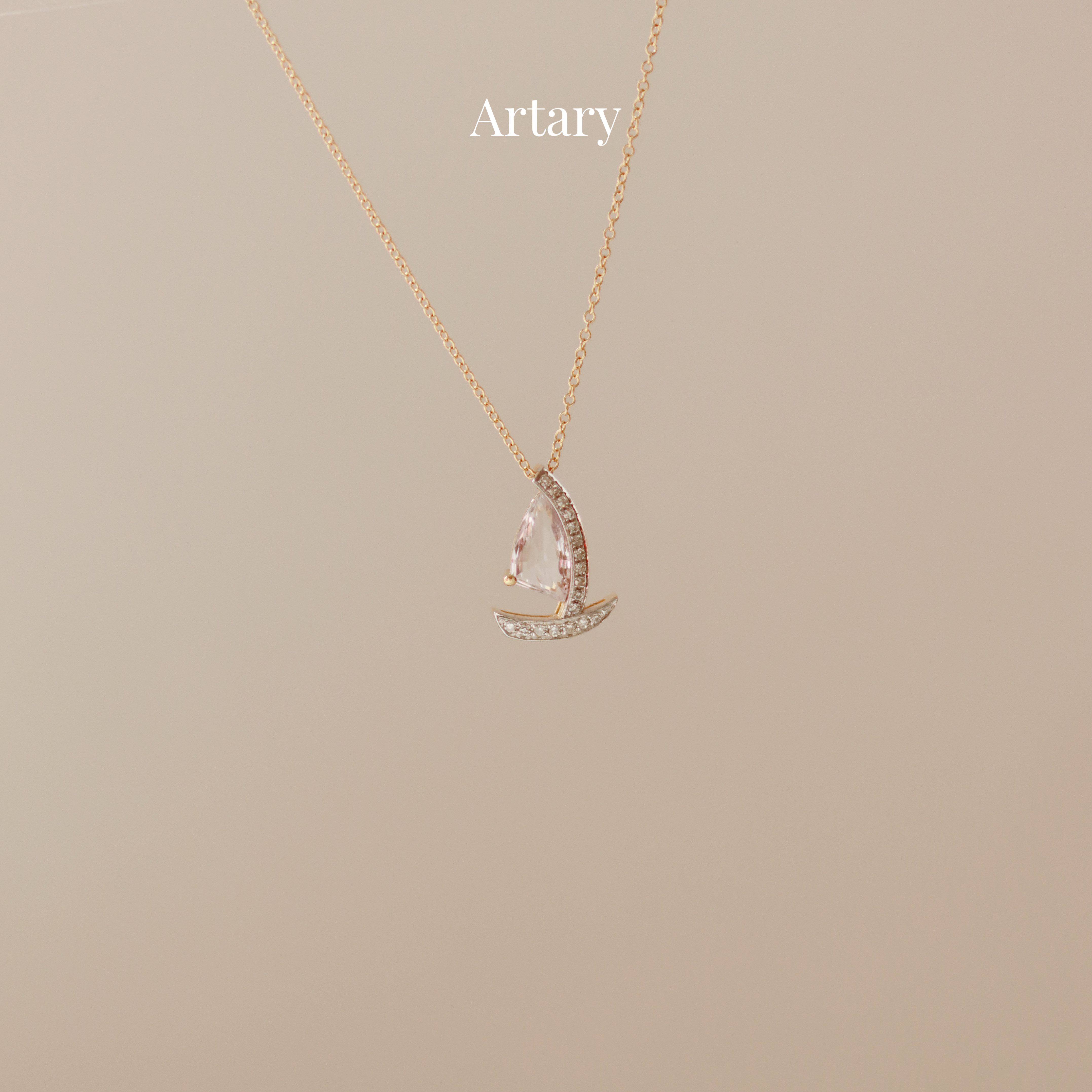 Artary18k金彩宝钻石项链个性风