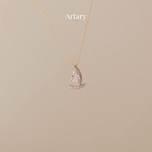 Artary18k金彩宝钻石项链个性风