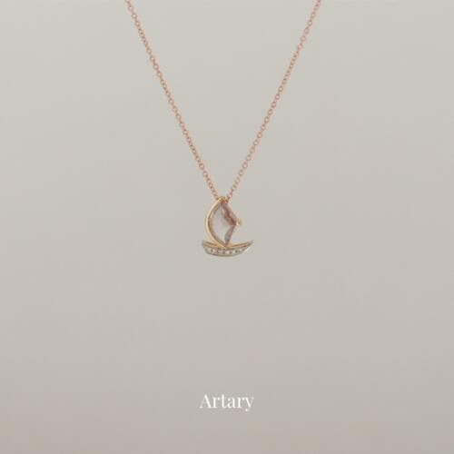 Artary18k黄金彩蓝宝钻石船项链