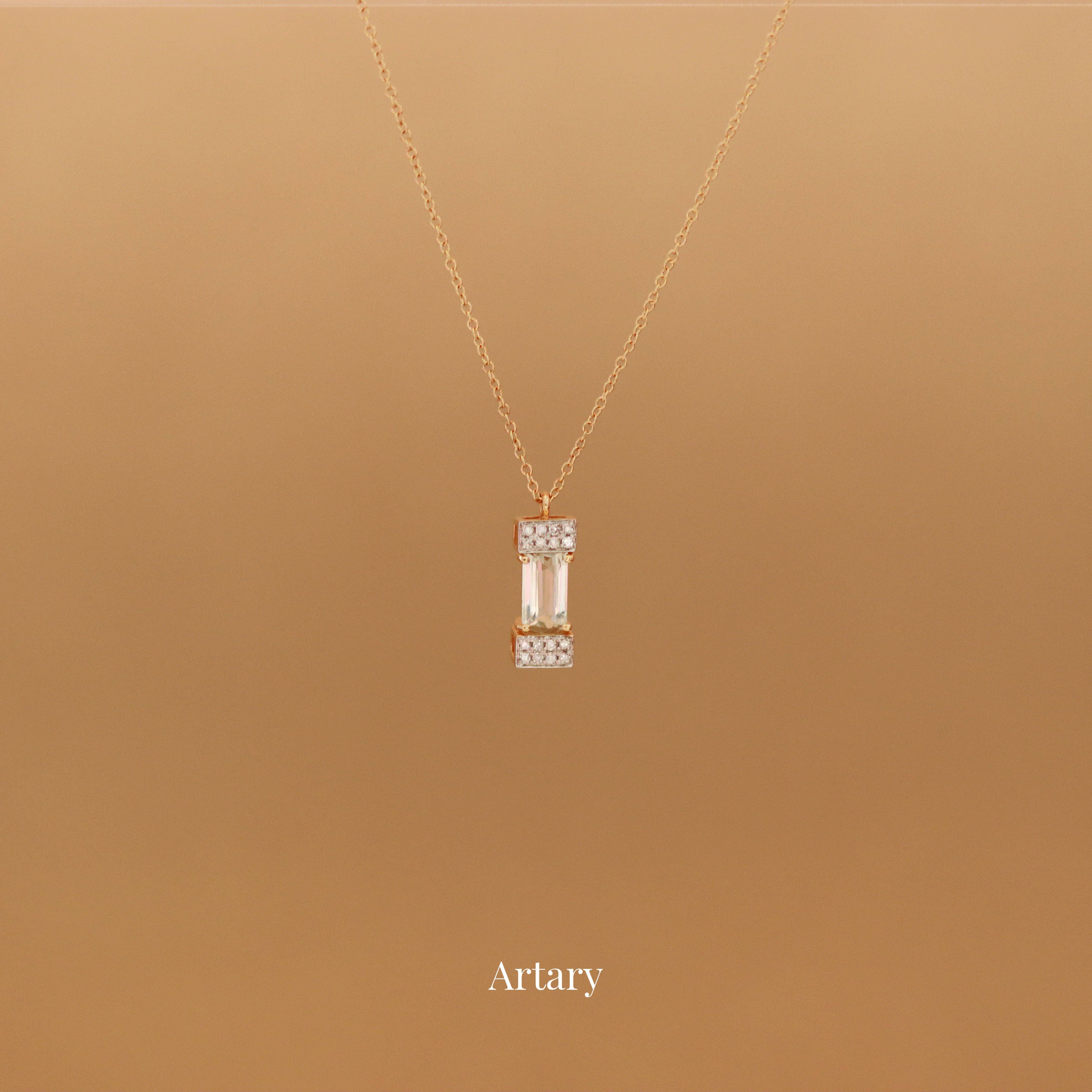 Artary18k彩宝钻石项链个性穿搭