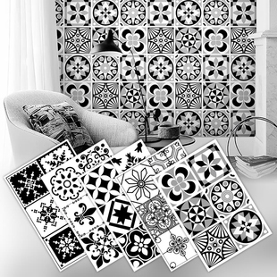 自粘黑白防水花砖翻新地贴地板贴墙贴卫生间厕所厨房地面贴纸