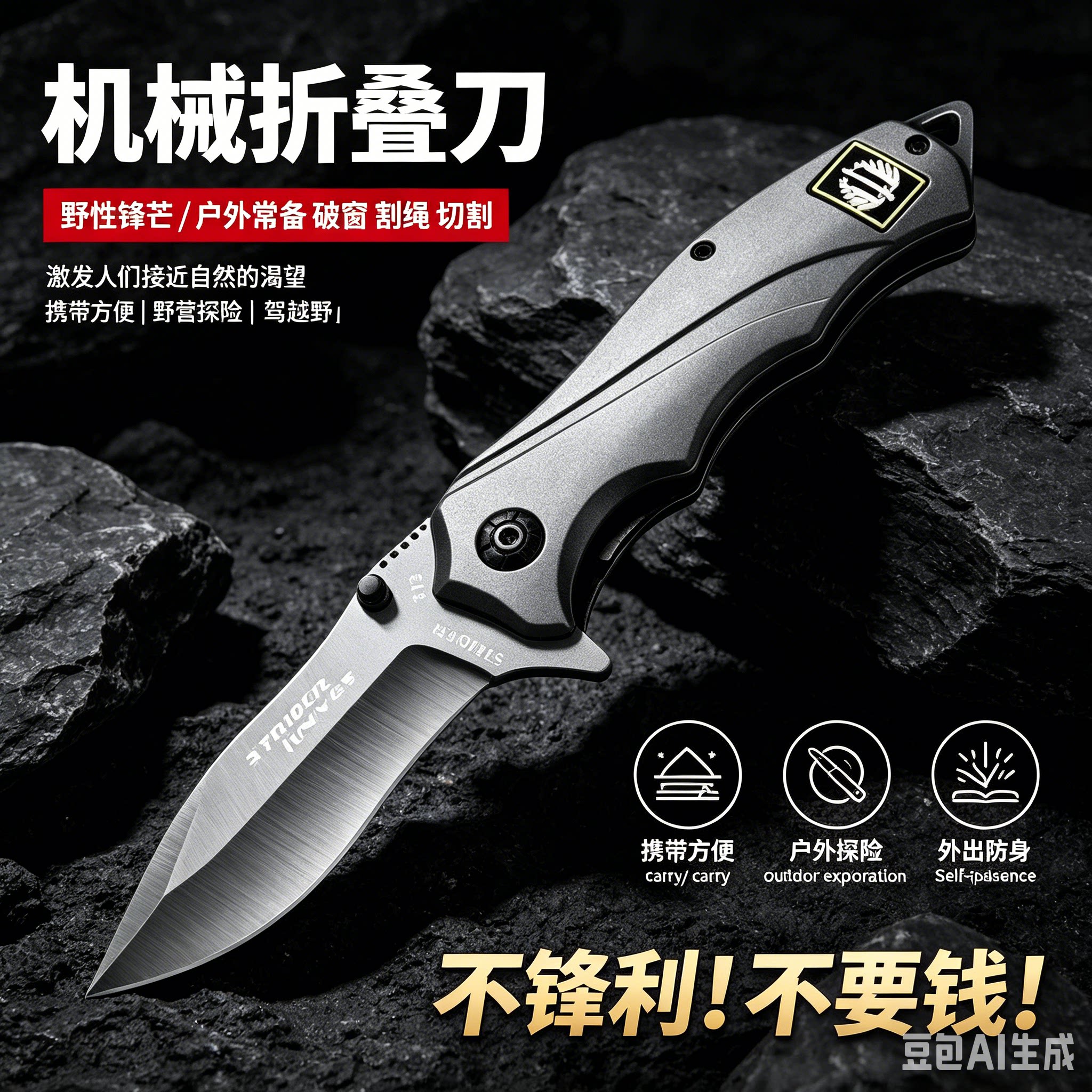 德国高锰钢开刃折叠水果刀锋利