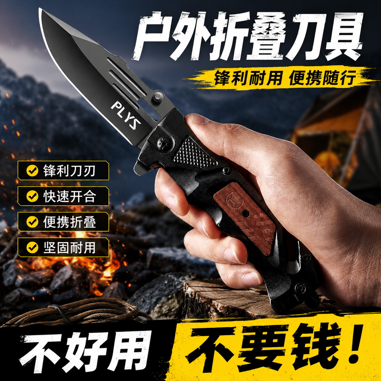 德国户外折叠刀随身便捷防身自卫生存小刀高锰钢开刃水果刀子武器