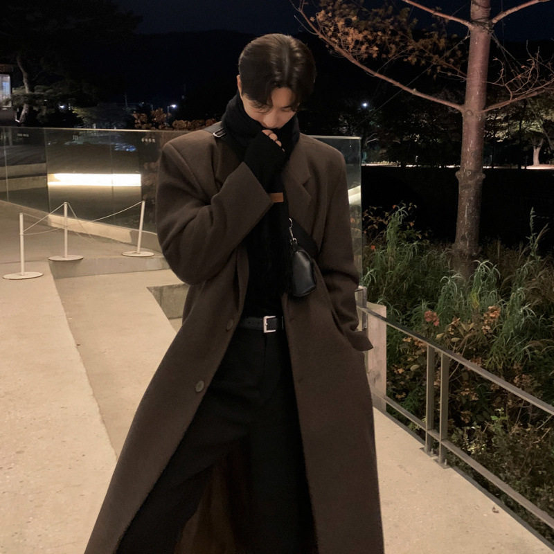 英国george melis毛呢大衣男冬季中长款过膝呢子风衣韩系氛围感