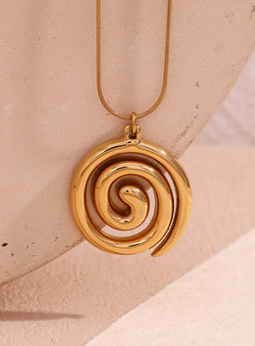英国george melis欧美气质小众个性项坠镀18k金蛇链漩涡吊坠项链