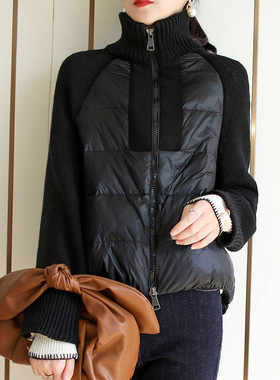 英国george melis秋冬简约设计感宽松拼接拉链毛衣棉服洋气百搭