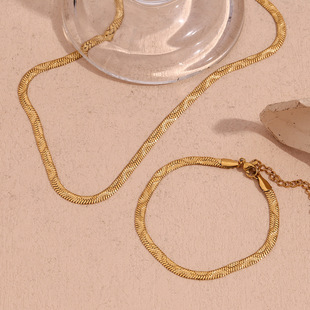 英国george melis欧美时尚小众简约气质项链镀18k金波浪压纹鱼骨