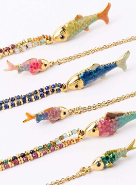 英国george melis欧美流行彩绳项链海洋小鱼吊坠高品质彩色项链