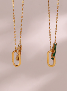 英国george melis欧美ins时尚个性流行项坠潮气质环扣镶钻爱心