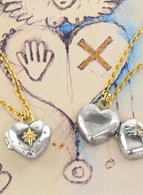 英国george melis蝴蝶贝壳相册相框项链复古可开合项链镀保色