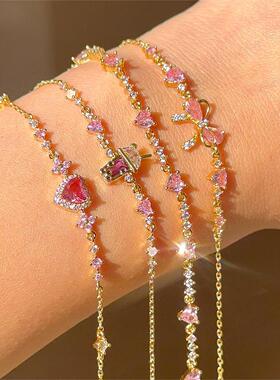 英国george melisins风可爱甜美手链爱心锆石蝴蝶节手链女情人节