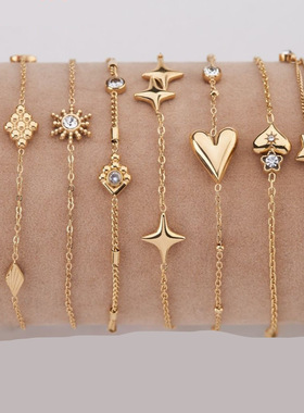 英国george melis欧美时尚轻奢风爱心电镀高级感锆石可调节手链