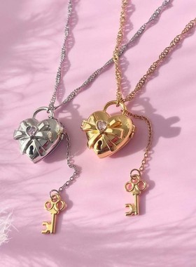 英国george melis欧美蝴蝶结开合项链相册相框爱情锁项链芭比