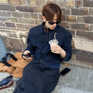 英国george melis撞色立领短款外套男士秋季宽松复古夹克韩系