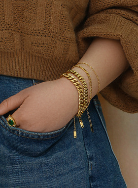 英国george melis欧美ins女时尚潮流嘻哈风电镀18k磨链手链