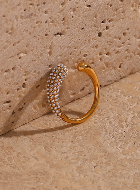 英国george melis欧美ins时尚简约轻奢指环女开口两头水滴造型微