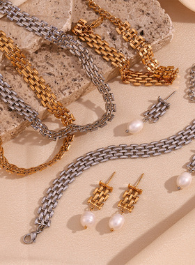 英国george melis欧美时尚新款小众设计耳饰镀18k金手工编织表带