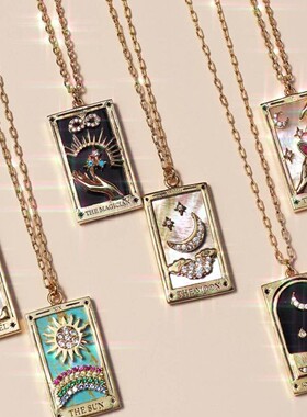英国george melis塔罗牌tarot带钻滴油项链女ins高赞热款电镀