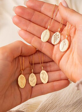 英国george melis高赞12月花项链十二月花诞生花项链月份花项链