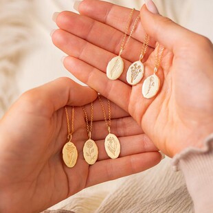 英国george melis高赞12月花项链十二月花诞生花项链月份花项链