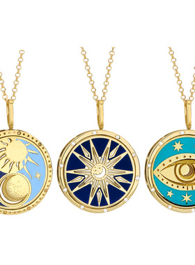 英国george melis塔罗牌项链圆牌项链月亮太阳项链眼睛项链