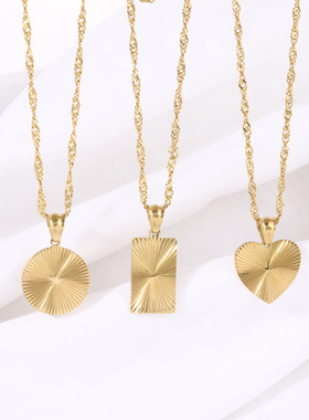 英国george melis欧美时尚复古轻奢爱心项链女电镀18k条纹项链