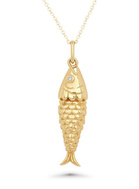 英国george melis欧美鲤鱼吊坠项链精致嘻哈嵌钻锆石好运锦鲤