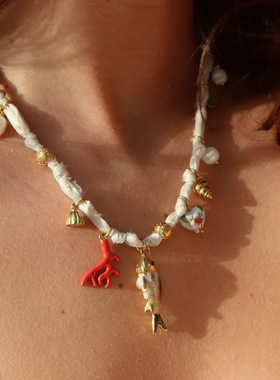 英国george melis海边度假多巴胺项链高级配爱心珍珠小鱼diy项链