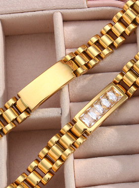 英国george melis欧美女士新款表带链镶锆石手镯时尚钛钢可调节