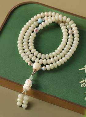 日系设计师topwhit菩提根108颗佛珠手持象牙果度母玉化菩提根多圈