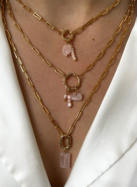 英国george melis独立站活口圈项链爱心圆形吊坠项链ins风手链