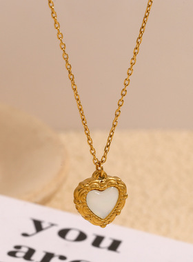 英国george melis欧美高级感爱心轻奢项坠镀18k金复古贝壳爱心