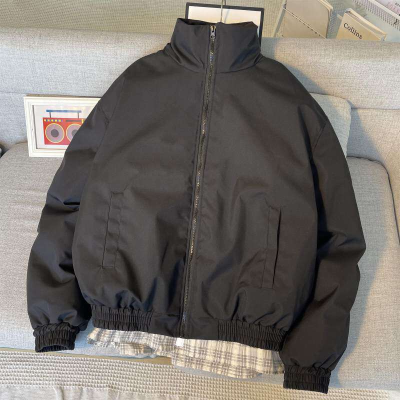 保暖加厚cleanfit黑色立领飞行夹克棉服外套男款棉衣短款工装棉袄