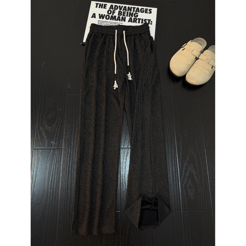 2026春季新款黑色美式灯芯绒裤子男款弯刀卫裤直筒斜切微喇休闲裤