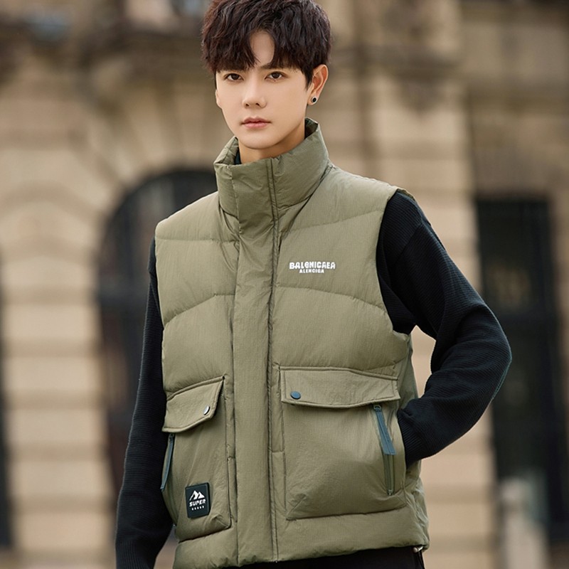 工装外套男士轻薄羽绒冬马甲2025新款短款外穿背心保暖加厚面包服