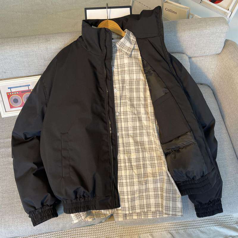 冬季保暖黑色美式短款飞行夹克棉服男款加厚棉衣外套立领工装棉袄