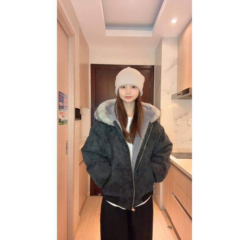 慵懒风座山雕皮衣外套男女款冬季