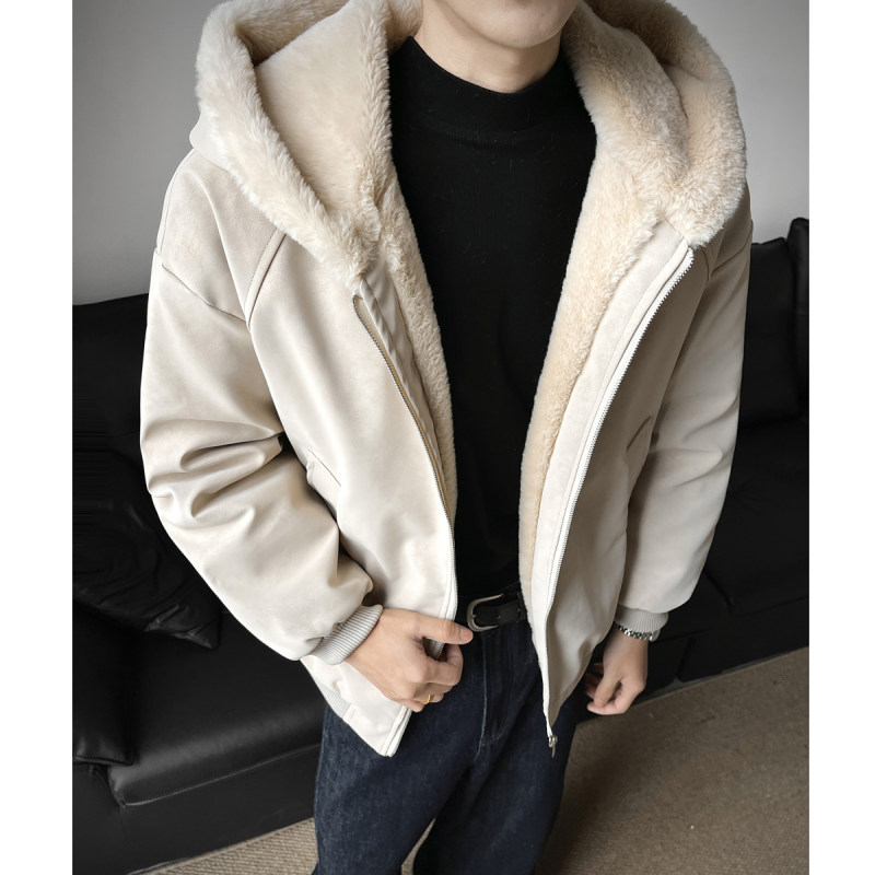 PU皮座山雕外套棉服男女深秋初冬