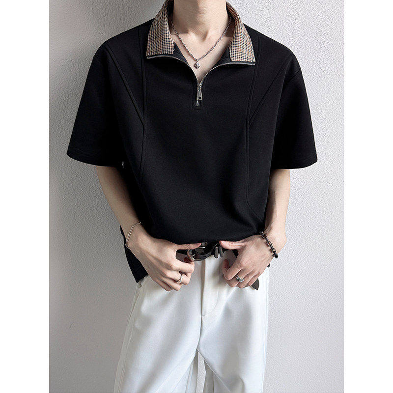 2026夏季新款翻领polo衫短袖男女同款宽松休闲情侣轻奢风痞帅T恤