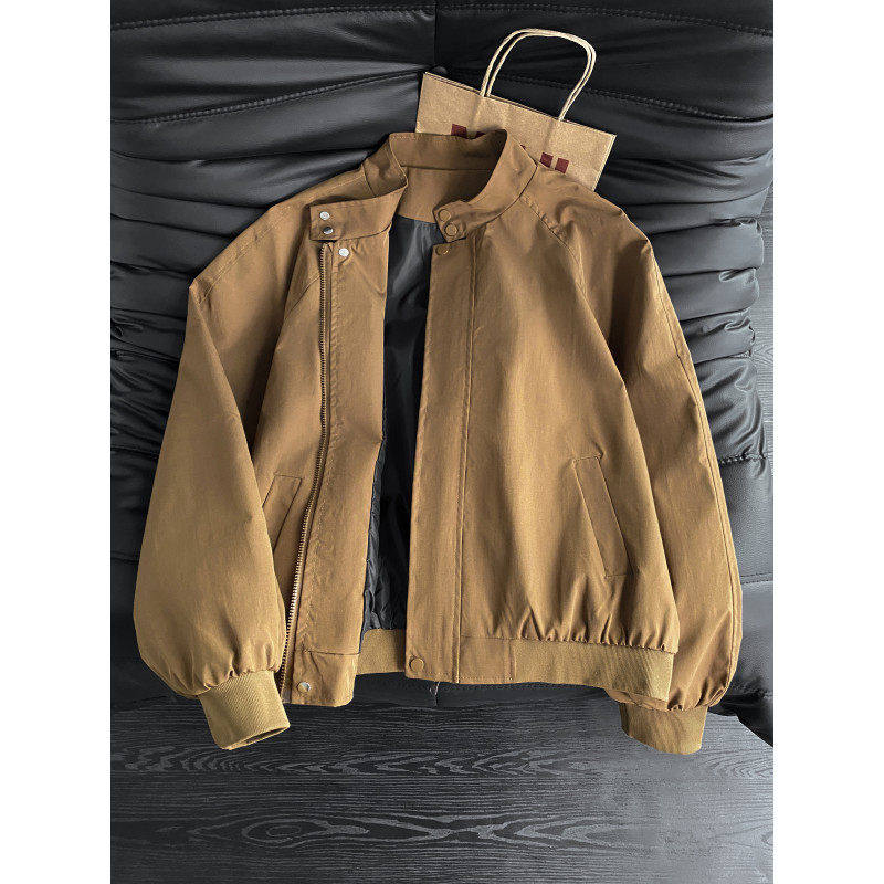 户外休闲风棒球服外套2026春季新款夹克男立领美式飞行青少年上衣