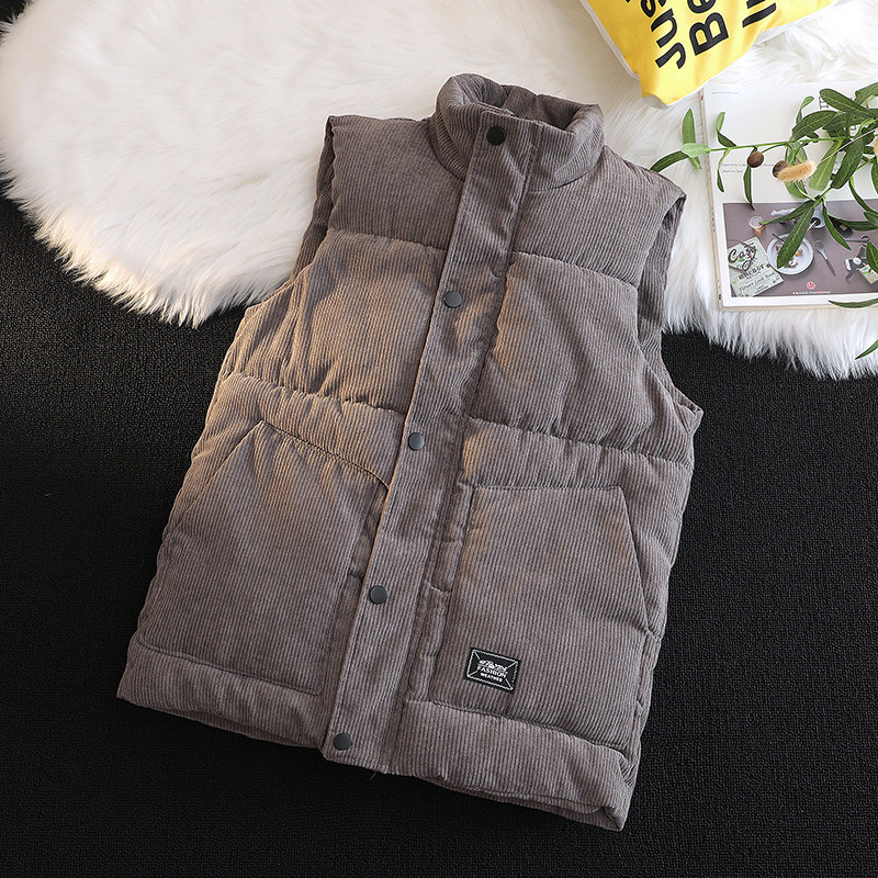 立领潮流灯芯绒棉马甲男冬季青少年加厚保暖马夹男士帅气背心外套