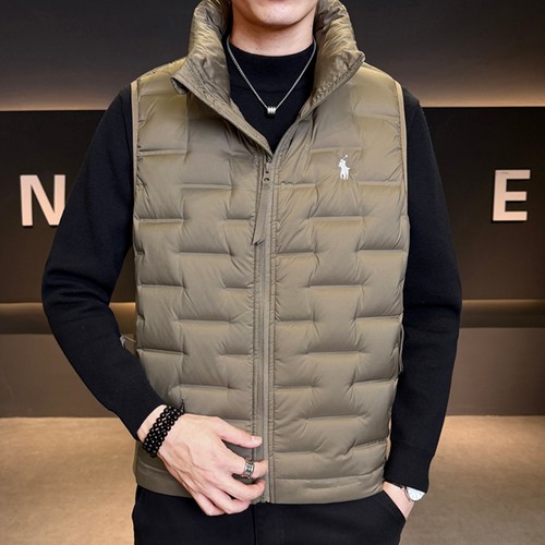 针织拼接ins港风羽绒马甲男短款