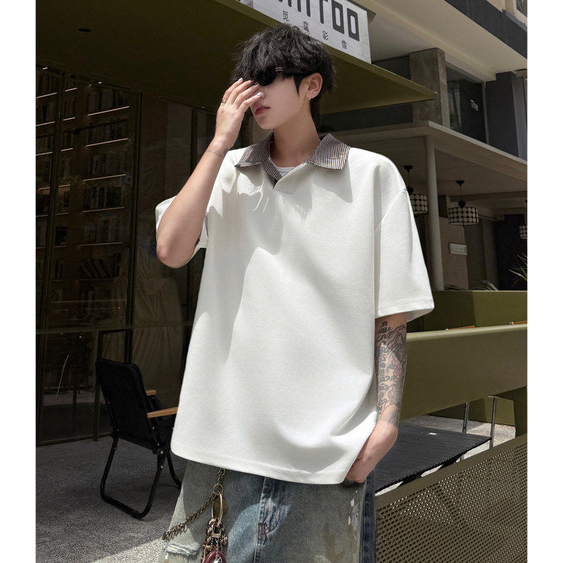 2026夏季cleanfit千鸟格Polo衫短袖男款翻领假两件T恤高级感半袖