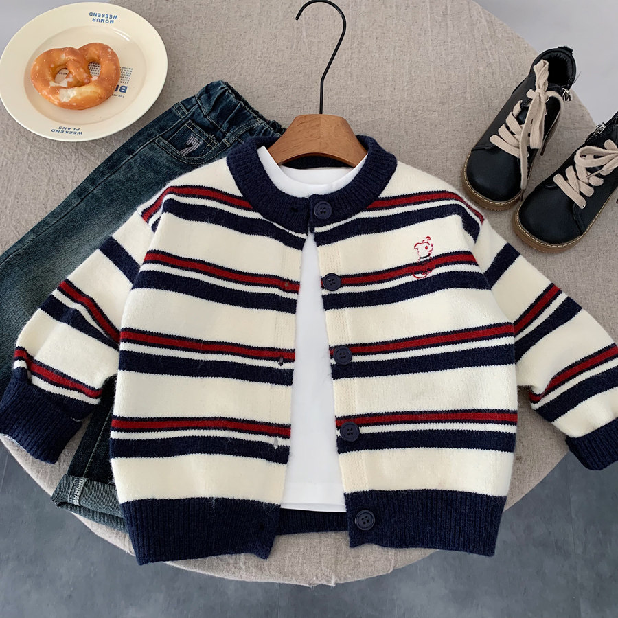 儿童条纹毛衣2026秋季新款韩版男童春秋款上衣中小童百搭针织开衫,童装/婴儿装/亲子装,毛衣/针织衫,淘宝优惠券,粉丝福利购,淘宝优惠卷