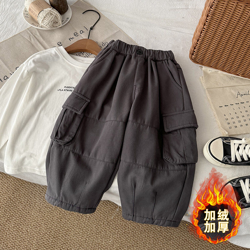男童冬季加绒加厚工装裤2025新款儿童纯棉裤子保暖长裤小男孩冬装,童装/婴儿装/亲子装,裤子,淘宝优惠券,粉丝福利购,淘宝优惠卷